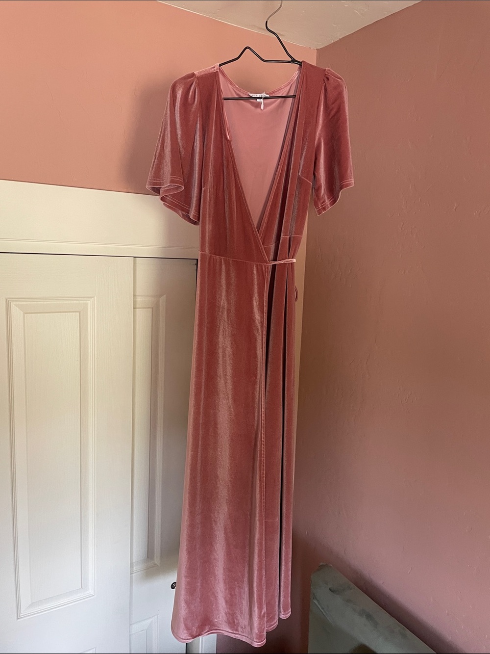 Baltic Born Dusty Rose Velvet Wrap Maxi Dress
